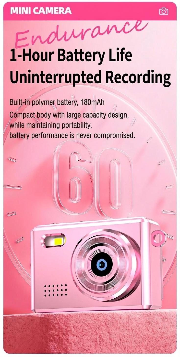 Mini-Digitalkamera für unterwegs: 1080p-Video, 12-MP-Fotos, 0,96-Zoll-Bildschirm, Retro-Filter, USB-C-Ladeanschluss