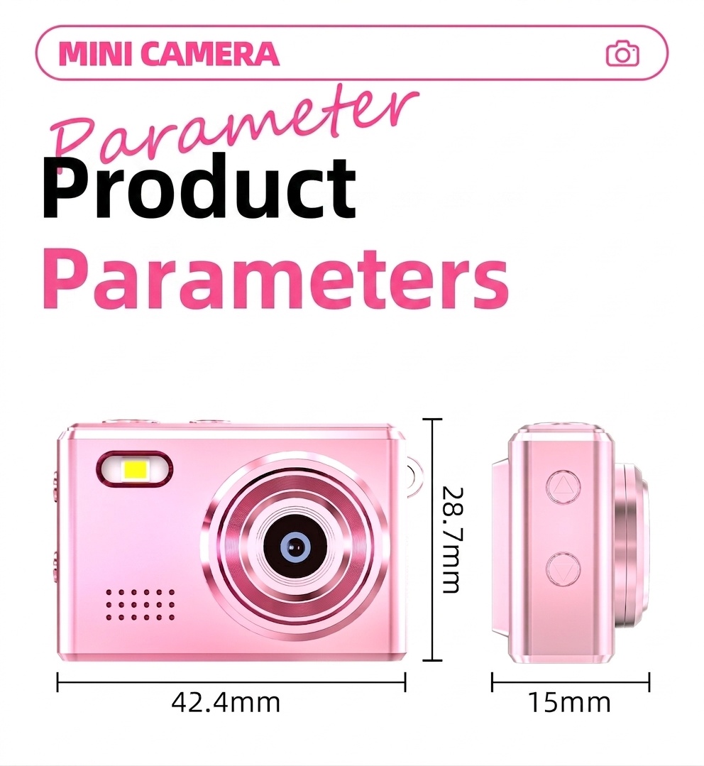 Mini-Digitalkamera für unterwegs: 1080p-Video, 12-MP-Fotos, 0,96-Zoll-Bildschirm, Retro-Filter, USB-C-Ladeanschluss