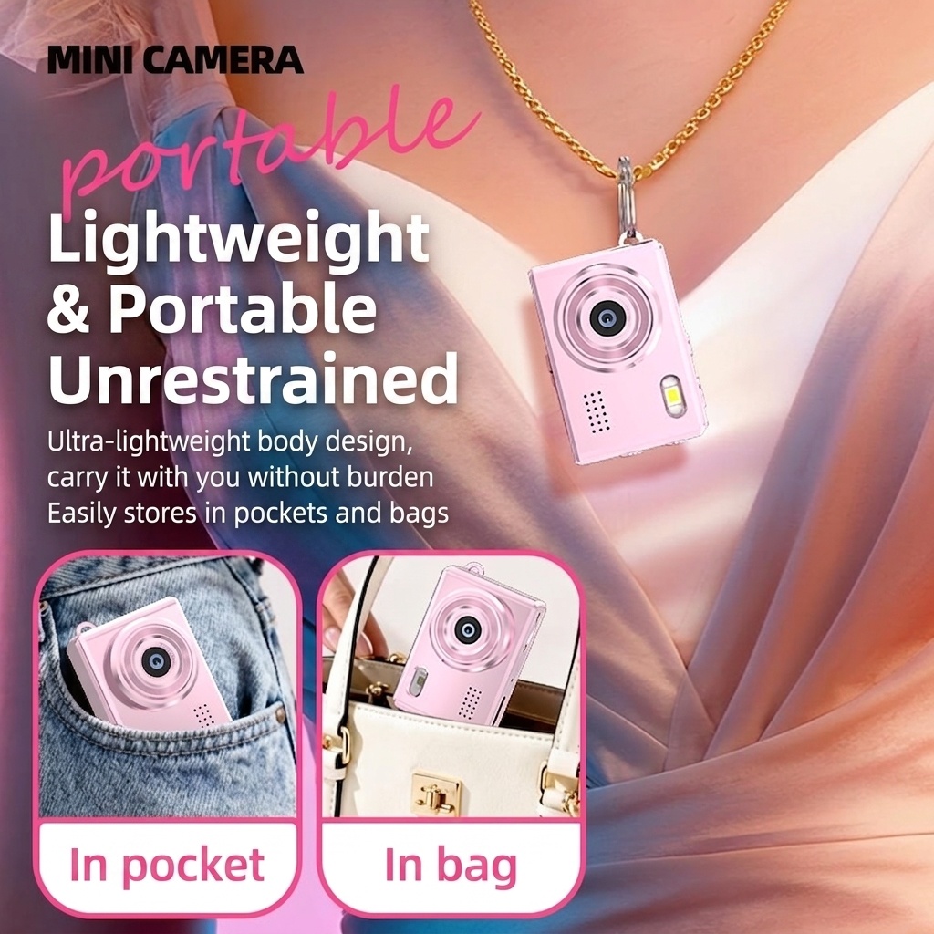 Mini-Digitalkamera für unterwegs: 1080p-Video, 12-MP-Fotos, 0,96-Zoll-Bildschirm, Retro-Filter, USB-C-Ladeanschluss
