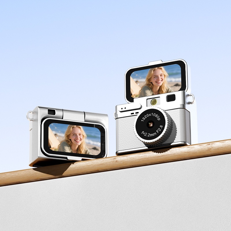 Mini Digital Camera 1080P Flip Screen Vlogging Camcorder for Selfies, 180mAh Battery, TF Card Support