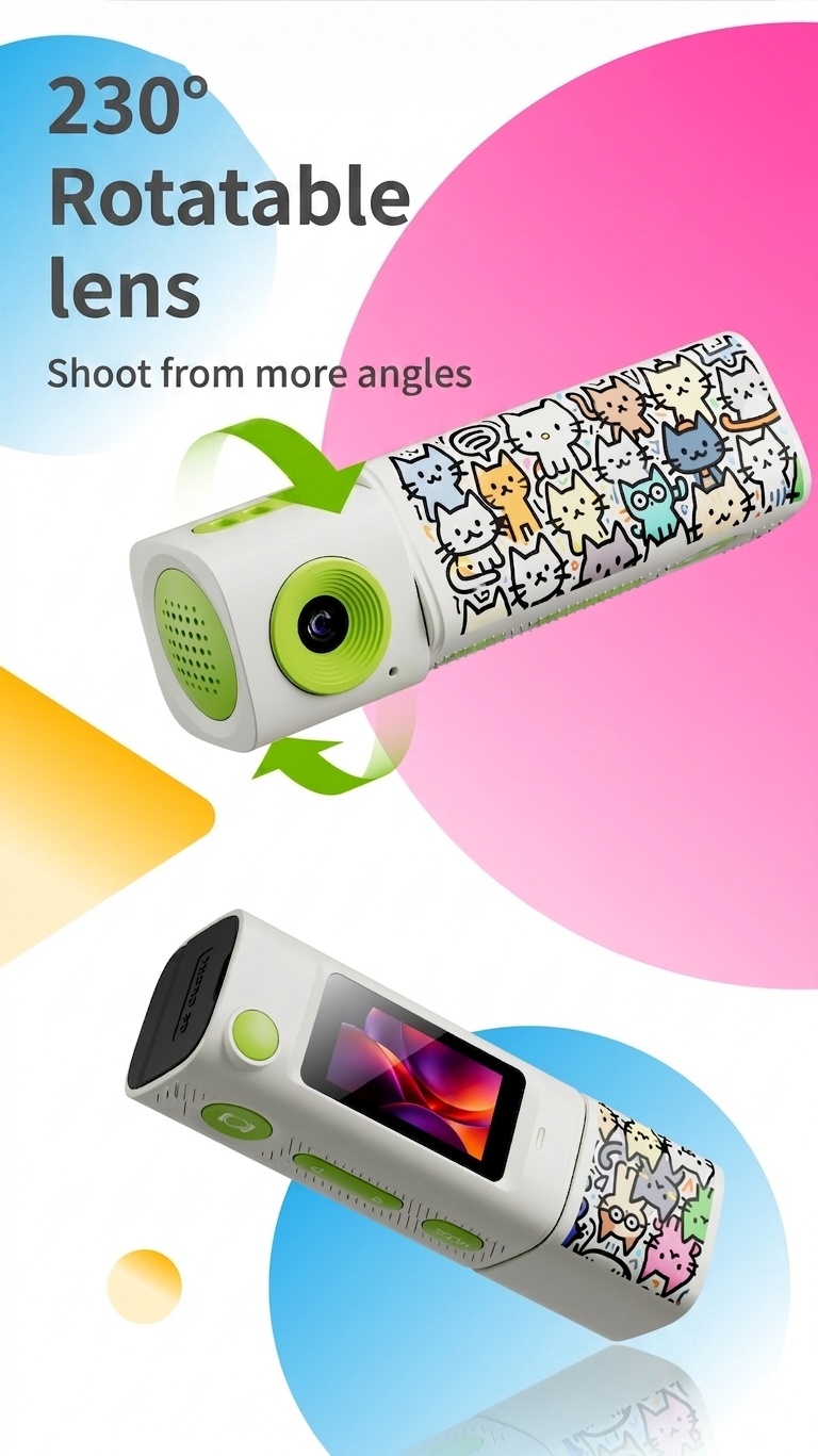 G10 2K Mini Action Camera with 230° Rotating Lens, TFT Screen, Fast Type-C Charging, Compact Portable