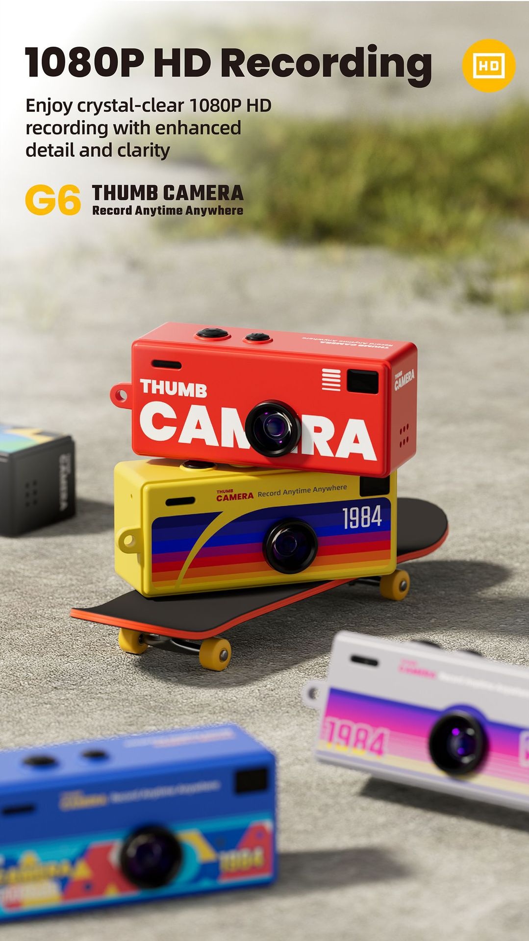 Minicámara portátil G6 Thumb 1080P HD con llavero, lente gran angular de 130°, diseño compacto de 26 g.
