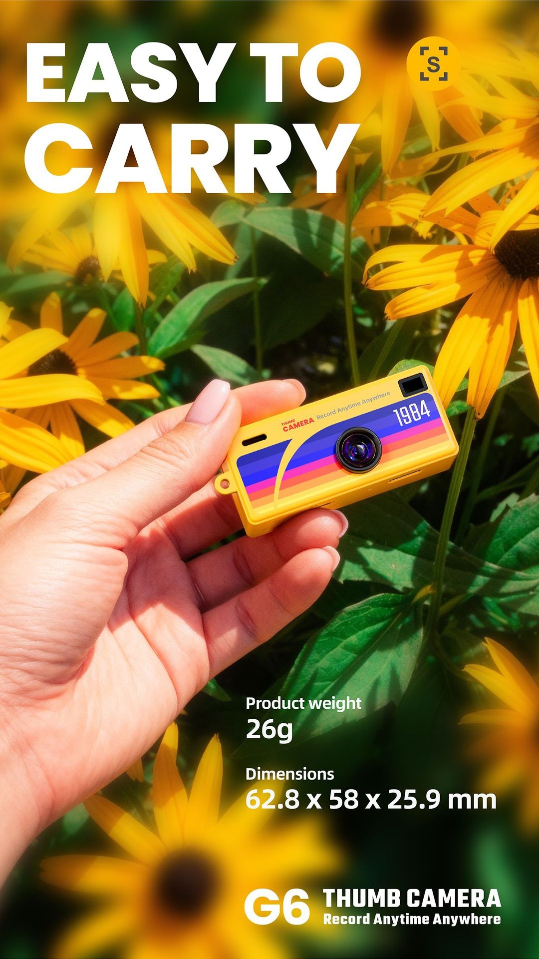 Minicámara portátil G6 Thumb 1080P HD con llavero, lente gran angular de 130°, diseño compacto de 26 g.