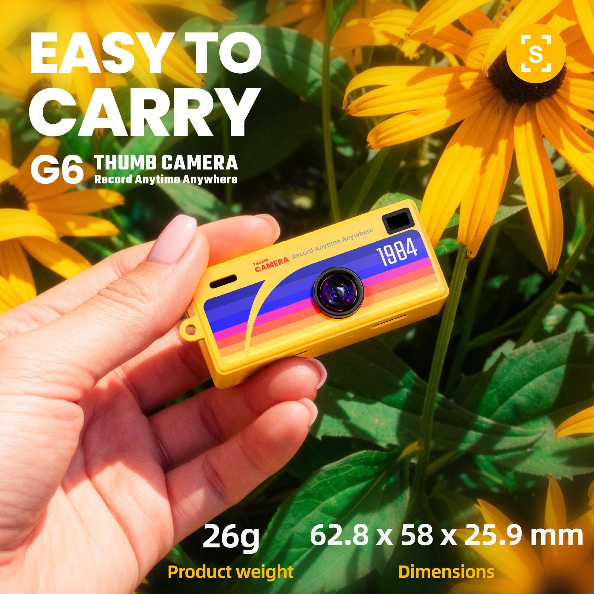 Minicámara portátil G6 Thumb 1080P HD con llavero, lente gran angular de 130°, diseño compacto de 26 g.