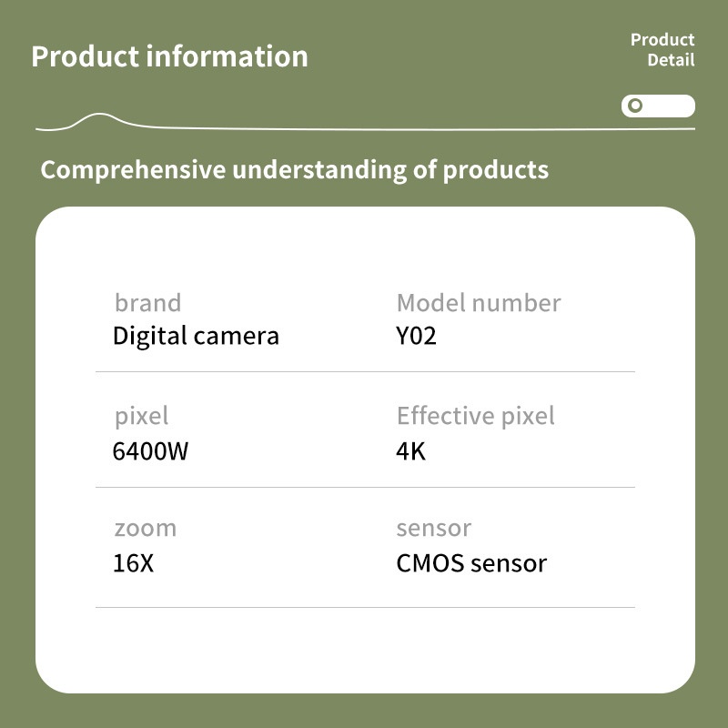 64MP 4K Digital Camera with 180° Flip Screen, 16X Digital Zoom, Autofocus, 850mAh Battery, OTG Connectivity