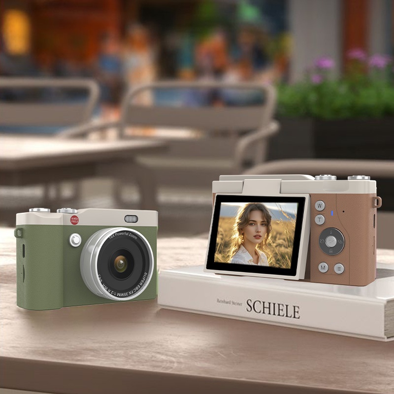 64MP 4K Digital Camera with 180° Flip Screen, 16X Digital Zoom, Autofocus, 850mAh Battery, OTG Connectivity
