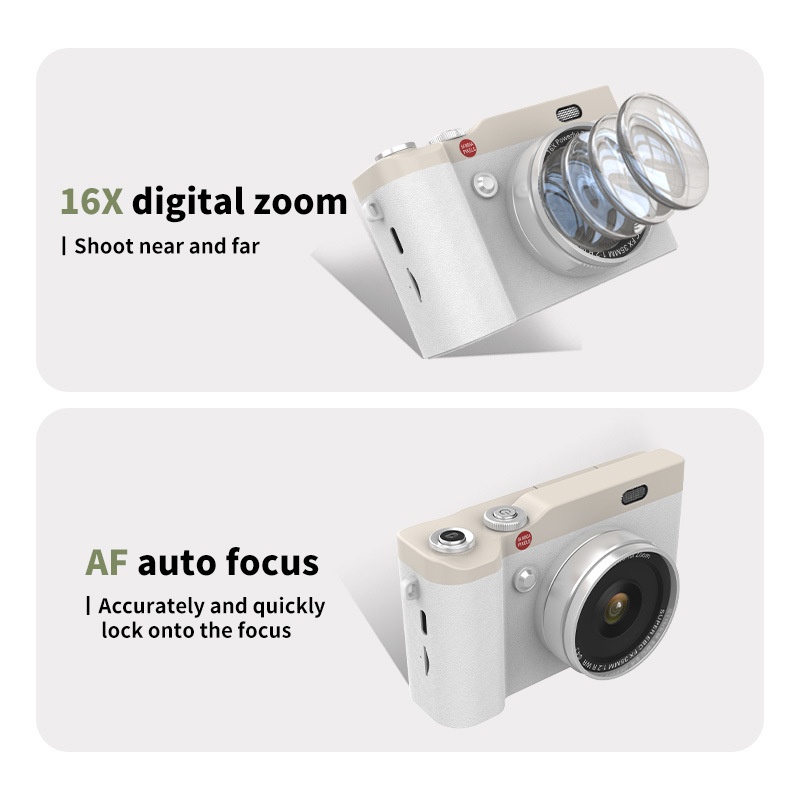 64MP 4K Digital Camera with 180° Flip Screen, 16X Digital Zoom, Autofocus, 850mAh Battery, OTG Connectivity