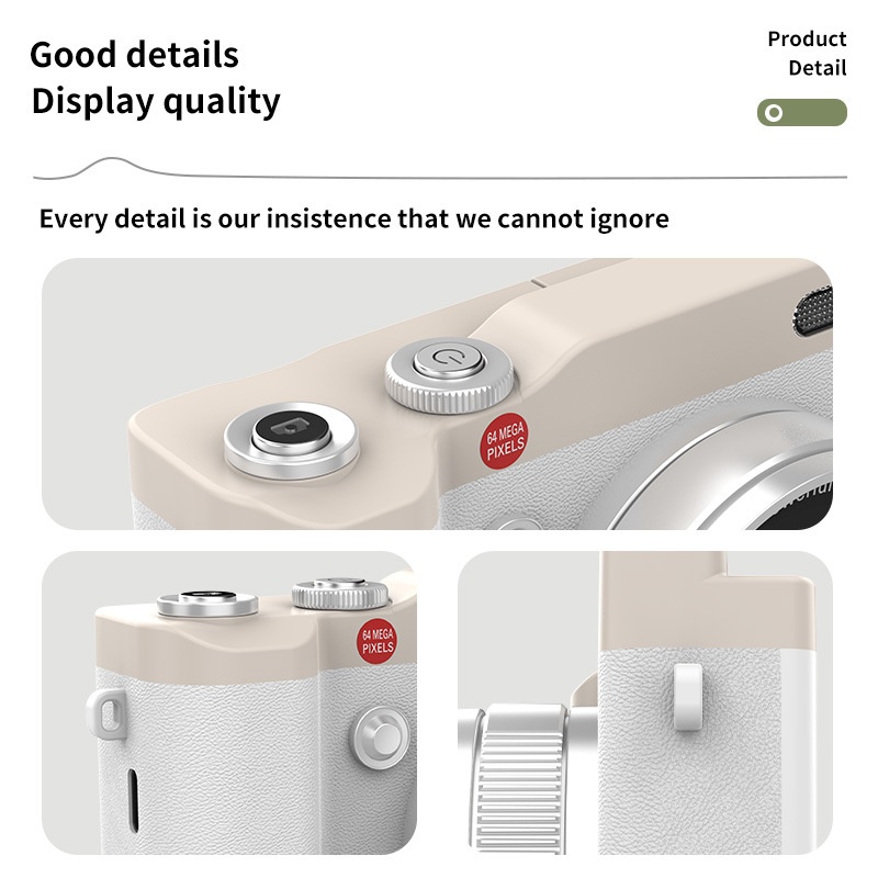 64MP 4K Digital Camera with 180° Flip Screen, 16X Digital Zoom, Autofocus, 850mAh Battery, OTG Connectivity