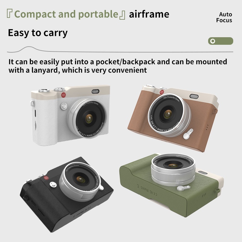 64MP 4K Digital Camera with 180° Flip Screen, 16X Digital Zoom, Autofocus, 850mAh Battery, OTG Connectivity