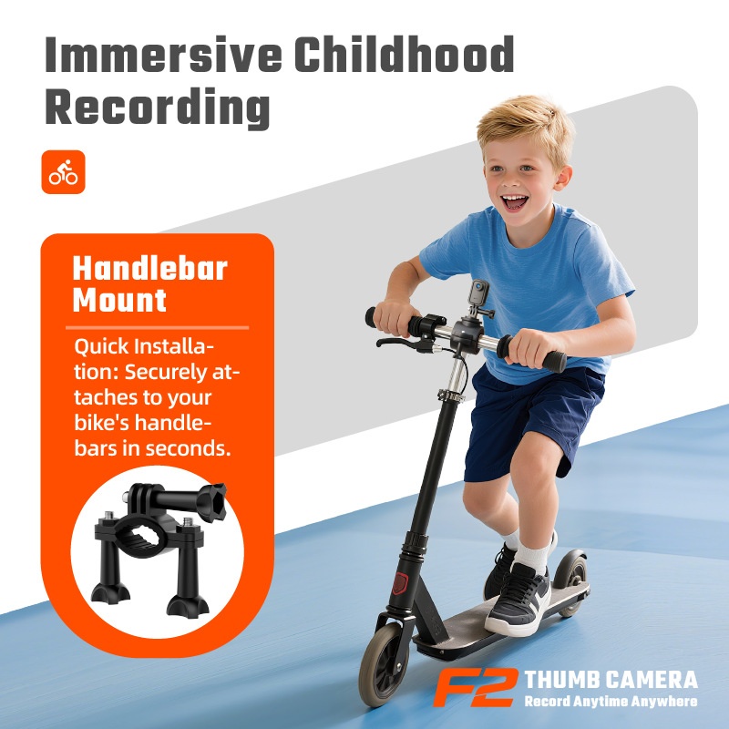 F2 Thumb Camera 1080P HD Wearable Mini Action Camera, 130° Wide-Angle Lens, 1.47-Inch IPS Screen, 25g