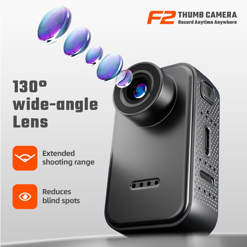F2 Thumb Camera 1080P HD Wearable Mini Action Camera, 130° Wide-Angle Lens, 1.47-Inch IPS Screen, 25g