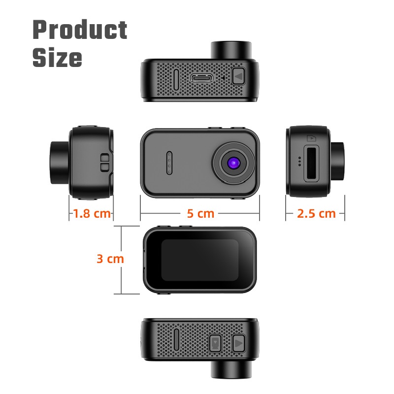 F2 Thumb Camera 1080P HD Wearable Mini Action Camera, 130° Wide-Angle Lens, 1.47-Inch IPS Screen, 25g