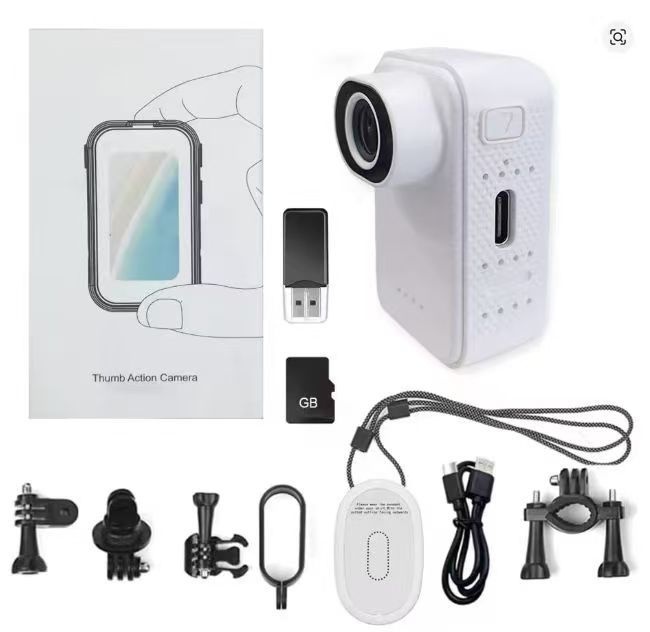 F2 Thumb Camera 1080P HD Wearable Mini Action Camera, 130° Wide-Angle Lens, 1.47-Inch IPS Screen, 25g