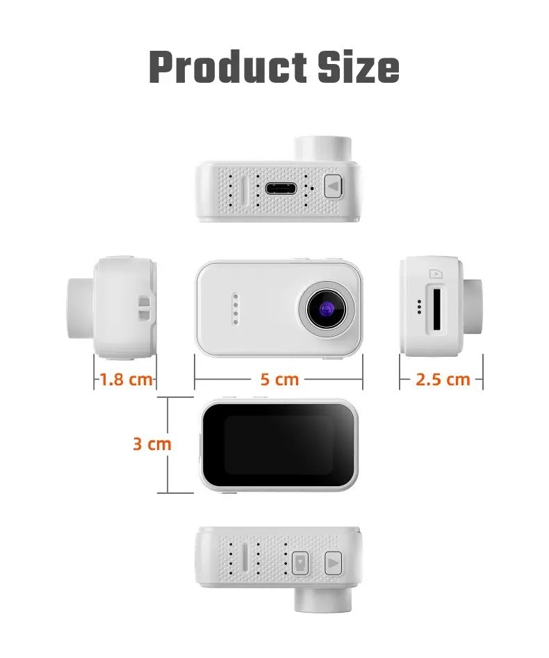 F2 Thumb Camera 1080P HD Wearable Mini Action Camera, 130° Wide-Angle Lens, 1.47-Inch IPS Screen, 25g