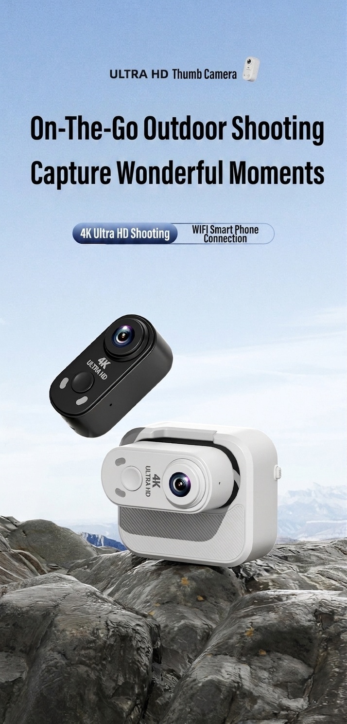 4K Ultra HD Mini Action Camera with Portable Charging Case, WiFi Connectivity, Anti-Shake Technology, Magnetic Mount