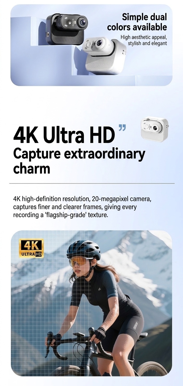 4K Ultra HD Mini Action Camera with Portable Charging Case, WiFi Connectivity, Anti-Shake Technology, Magnetic Mount