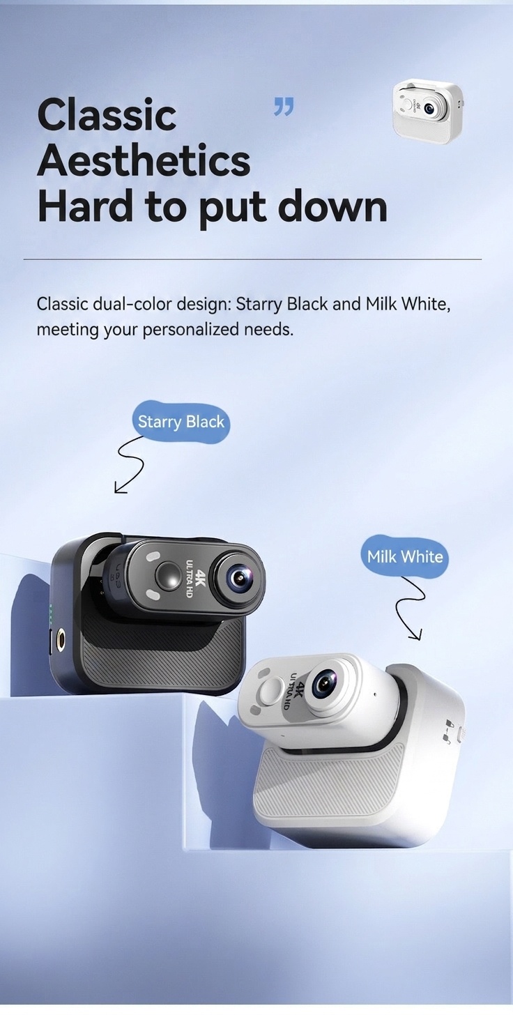 4K Ultra HD Mini Action Camera with Portable Charging Case, WiFi Connectivity, Anti-Shake Technology, Magnetic Mount