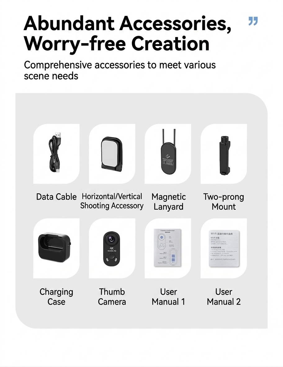 4K Ultra HD Mini Action Camera with Portable Charging Case, WiFi Connectivity, Anti-Shake Technology, Magnetic Mount