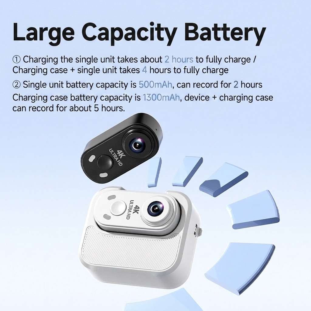 4K Ultra HD Mini Action Camera with Portable Charging Case, WiFi Connectivity, Anti-Shake Technology, Magnetic Mount