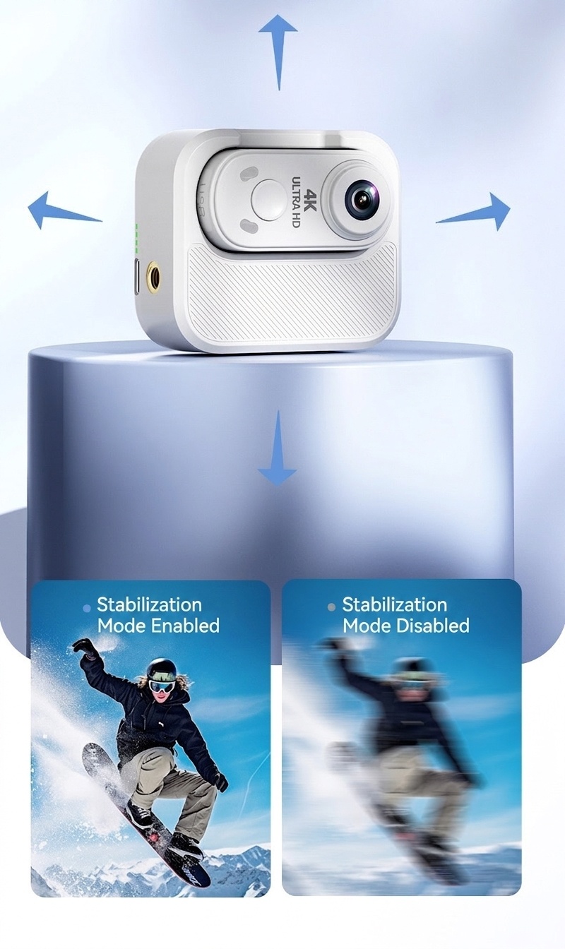 4K Ultra HD Mini Action Camera with Portable Charging Case, WiFi Connectivity, Anti-Shake Technology, Magnetic Mount