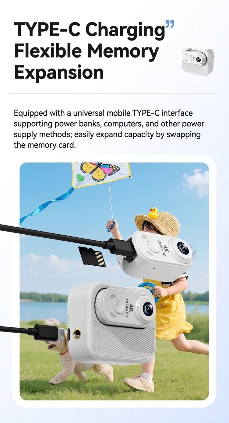 4K Ultra HD Mini Action Camera with Portable Charging Case, WiFi Connectivity, Anti-Shake Technology, Magnetic Mount