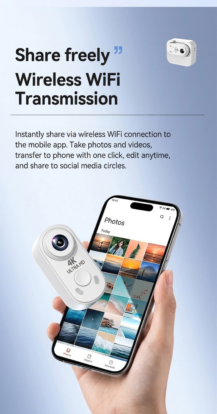4K Ultra HD Mini Action Camera with Portable Charging Case, WiFi Connectivity, Anti-Shake Technology, Magnetic Mount