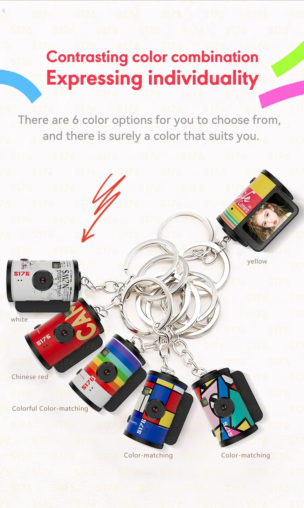 Retro Film Camera Keychain Mini Digital Camera 1080P Video, 1.47" IPS Color Screen, 180mAh Battery