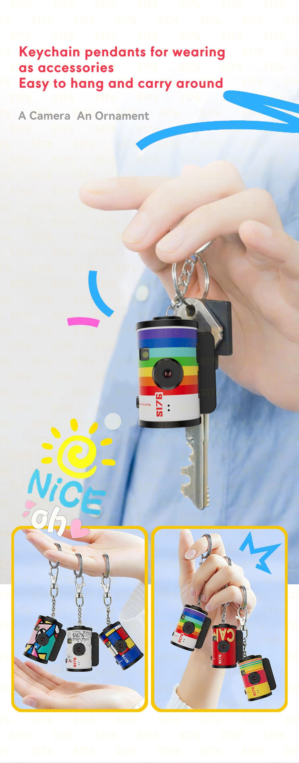 Retro Film Camera Keychain Mini Digital Camera 1080P Video, 1.47" IPS Color Screen, 180mAh Battery