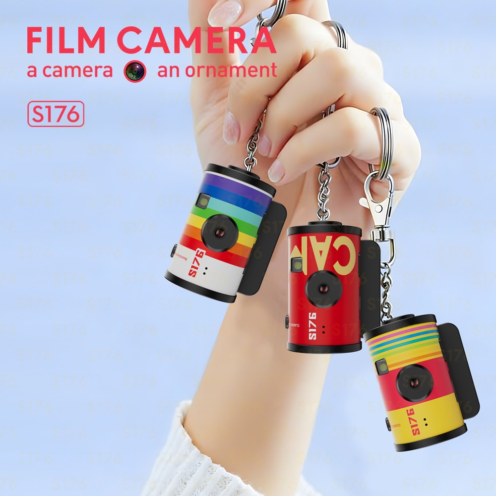 Retro Film Camera Keychain Mini Digital Camera 1080P Video, 1.47" IPS Color Screen, 180mAh Battery