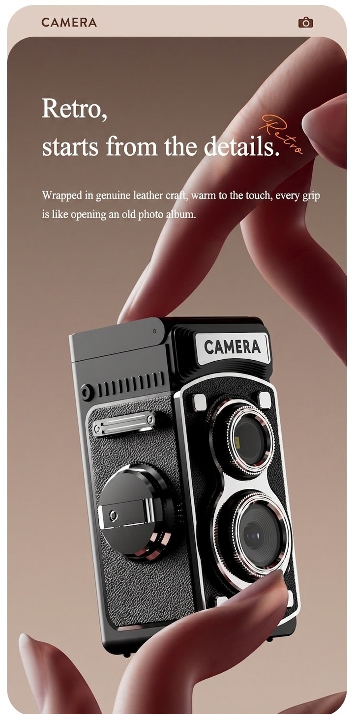 Retro 4K Digital Camera 20MP Compact & Portable Point and Shoot, 800mAh Battery, Manual Controls