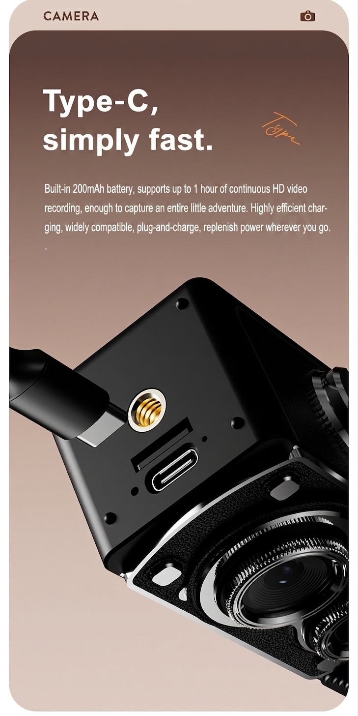 Retro 4K Digital Camera 20MP Compact & Portable Point and Shoot, 800mAh Battery, Manual Controls