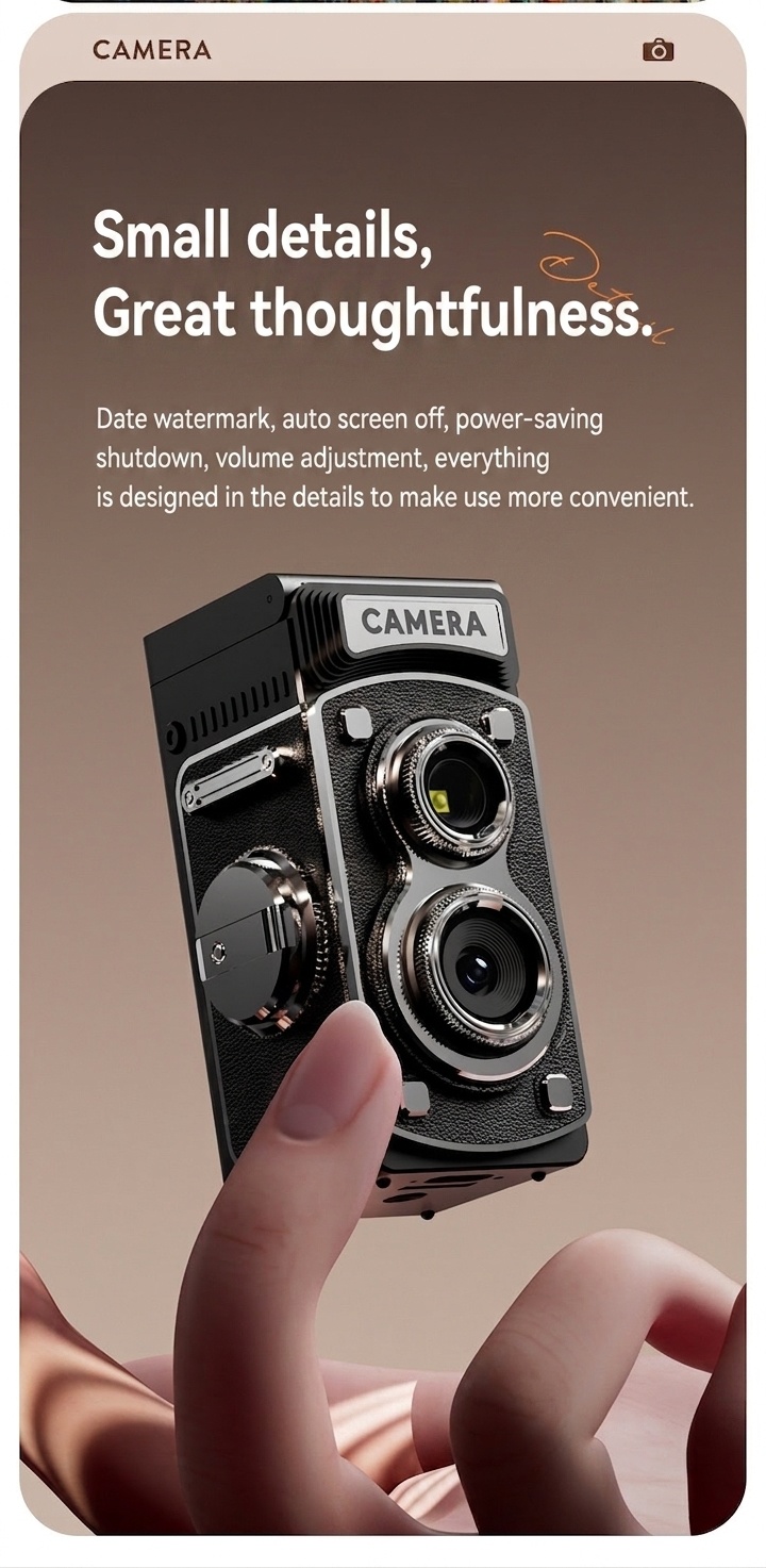 Retro 4K Digital Camera 20MP Compact & Portable Point and Shoot, 800mAh Battery, Manual Controls