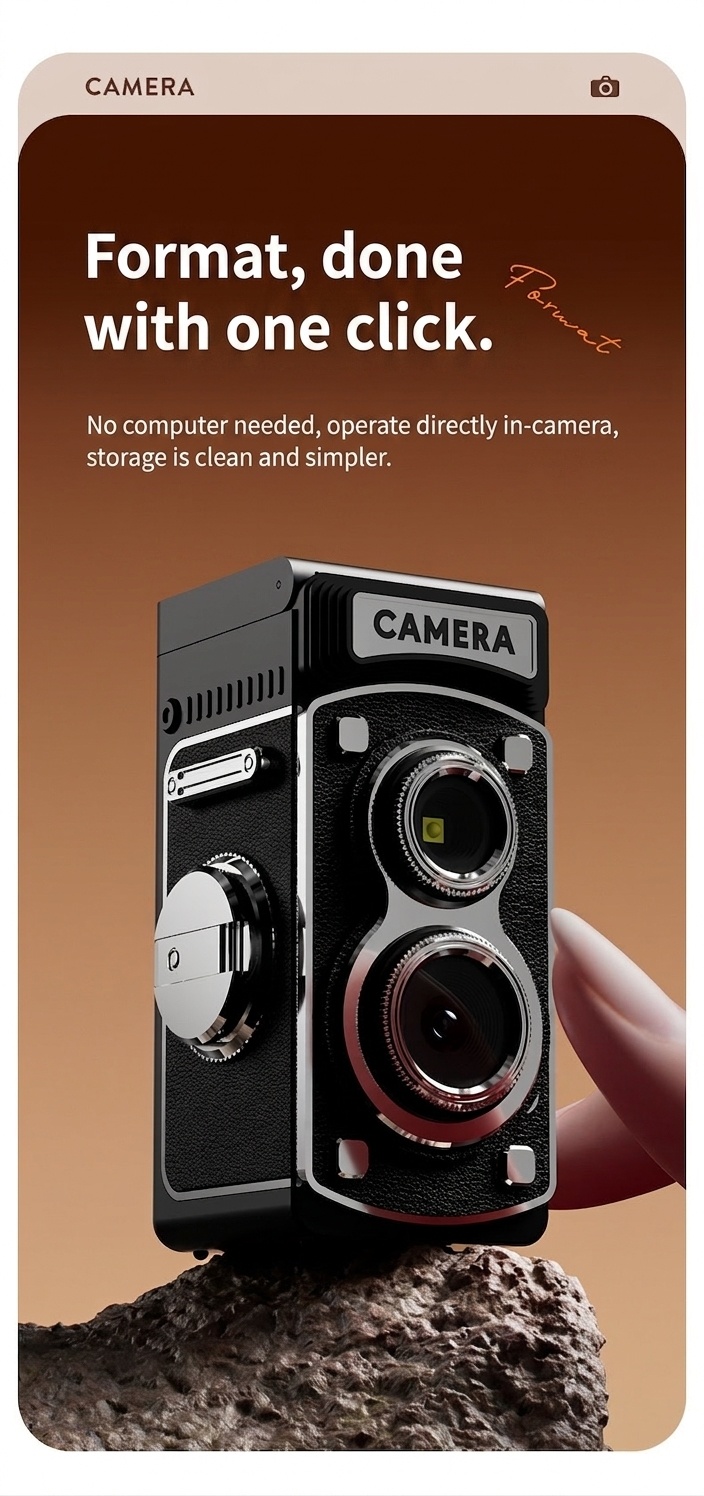 Retro 4K Digital Camera 20MP Compact & Portable Point and Shoot, 800mAh Battery, Manual Controls