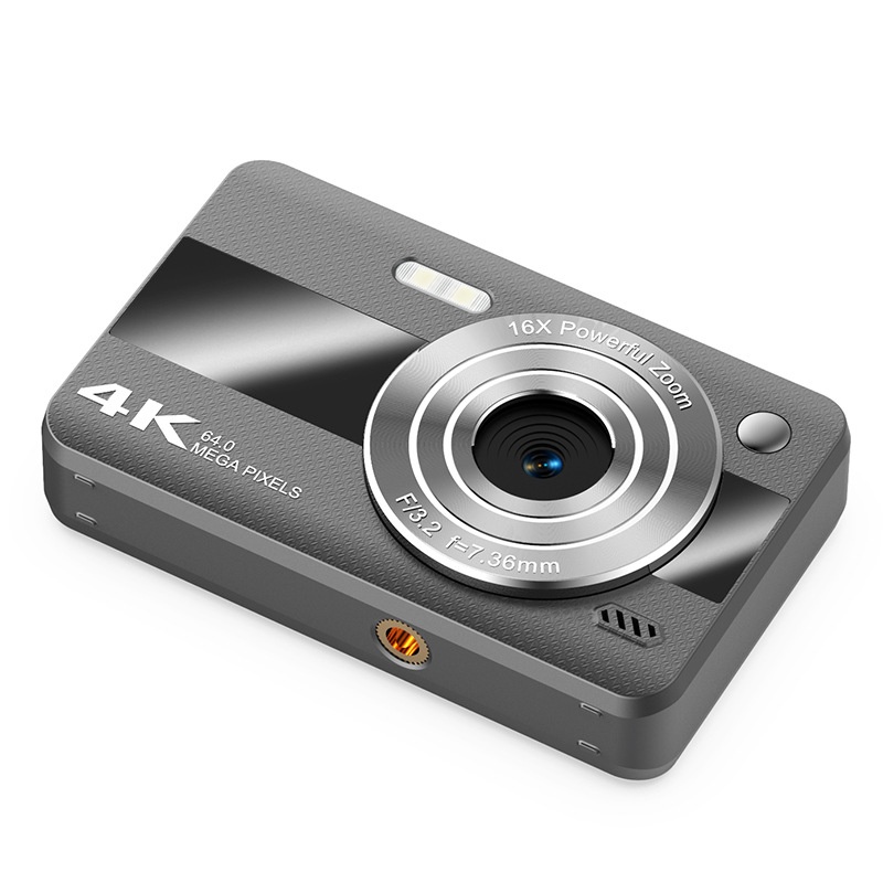 Cámara digital 4K de 64 MP para estudiantes, cámara compacta para vlogging con zoom de 16x, pantalla LCD de 2,4 pulgadas y flash incorporado.