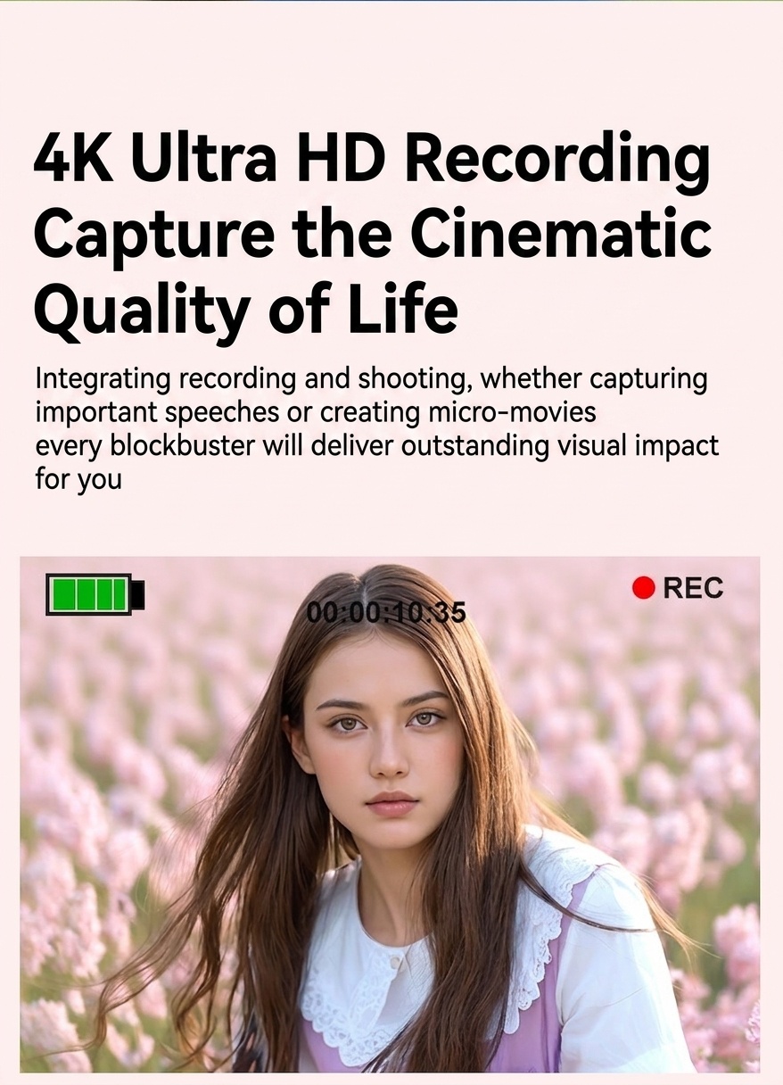 Cámara digital 4K de 64 MP para estudiantes, cámara compacta para vlogging con zoom de 16x, pantalla LCD de 2,4 pulgadas y flash incorporado.