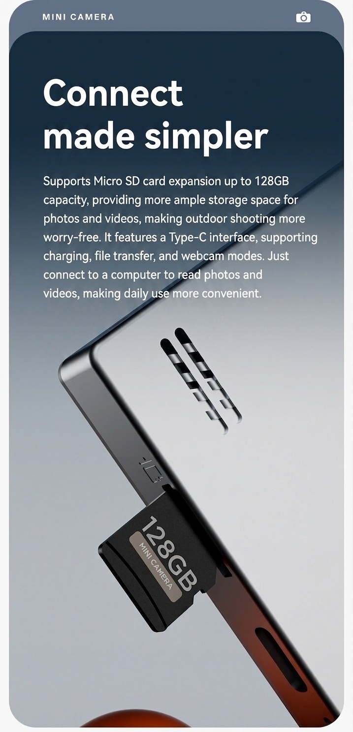 Minicámara digital portátil 4K de 80 MP, pantalla IPS de 2,4 pulgadas, enfoque automático, batería con 90 minutos de duración y compatible con tarjetas Micro SD.
