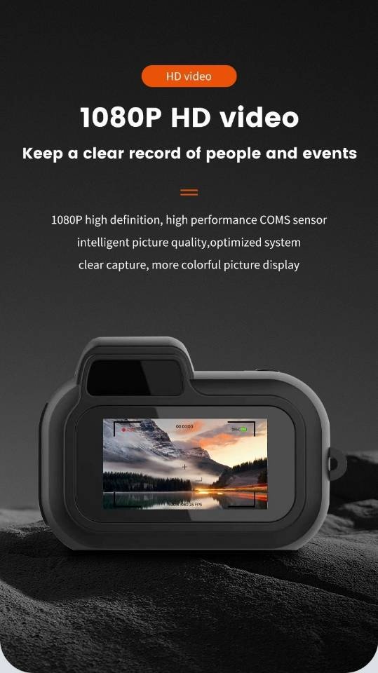 Mini HD Camera Portable 1080P Video Recorder, 0.96-Inch HD Screen, 180mAh Battery, Loop Recording