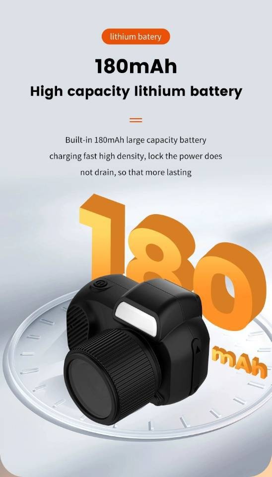 Mini HD Camera Portable 1080P Video Recorder, 0.96-Inch HD Screen, 180mAh Battery, Loop Recording