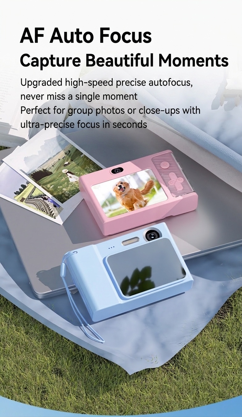 Cámara digital 4K de 48 MP para niños y vlogging, enfoque automático, zoom digital de 8x, batería de 650 mAh, juegos integrados.