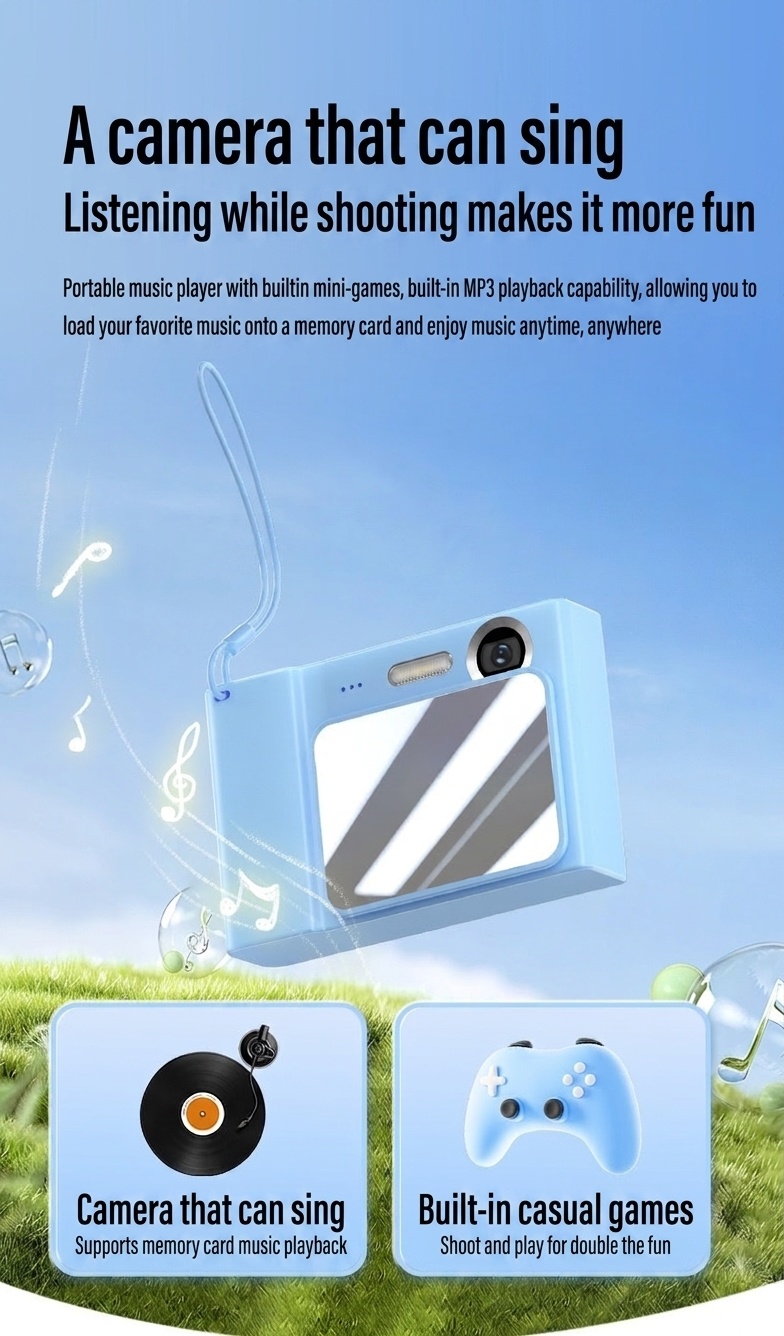 Cámara digital 4K de 48 MP para niños y vlogging, enfoque automático, zoom digital de 8x, batería de 650 mAh, juegos integrados.