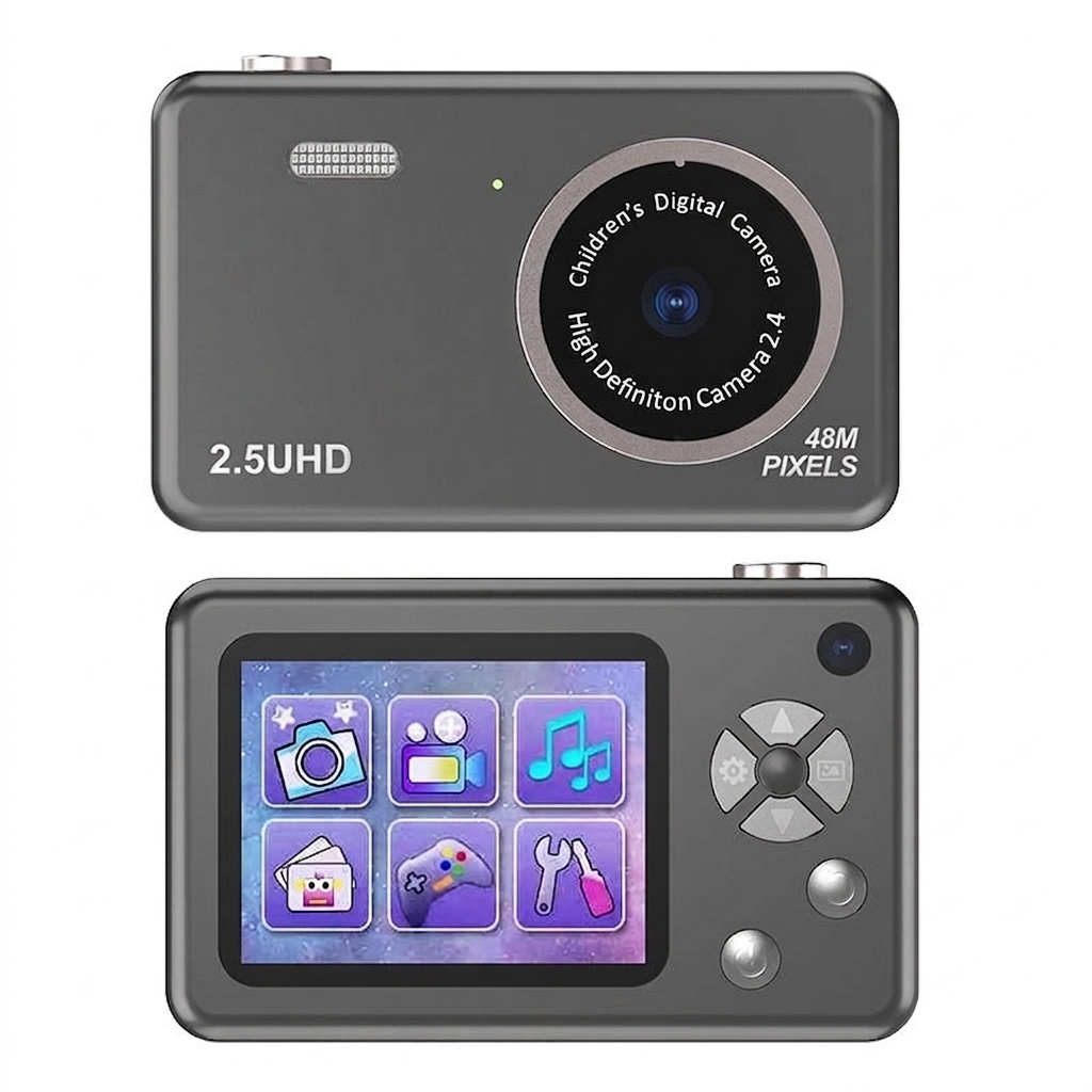 Kids 48MP Dual Lens Digital Camera, 2.5K UHD Video, 2.4-Inch IPS Eye-Protection Screen, 800mAh Battery
