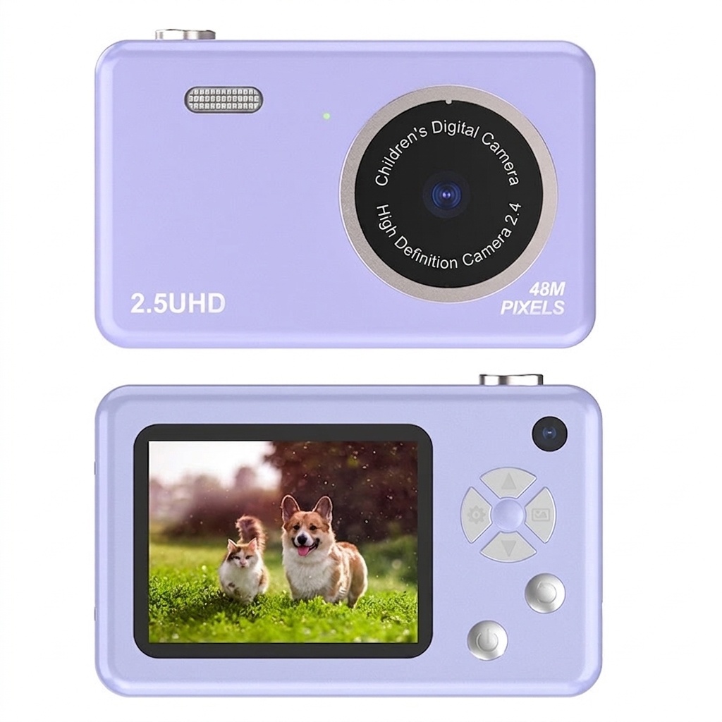 Kids 48MP Dual Lens Digital Camera, 2.5K UHD Video, 2.4-Inch IPS Eye-Protection Screen, 800mAh Battery