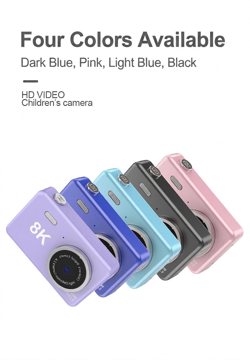 Kids 48MP Dual Lens Digital Camera, 2.5K UHD Video, 2.4-Inch IPS Eye-Protection Screen, 800mAh Battery