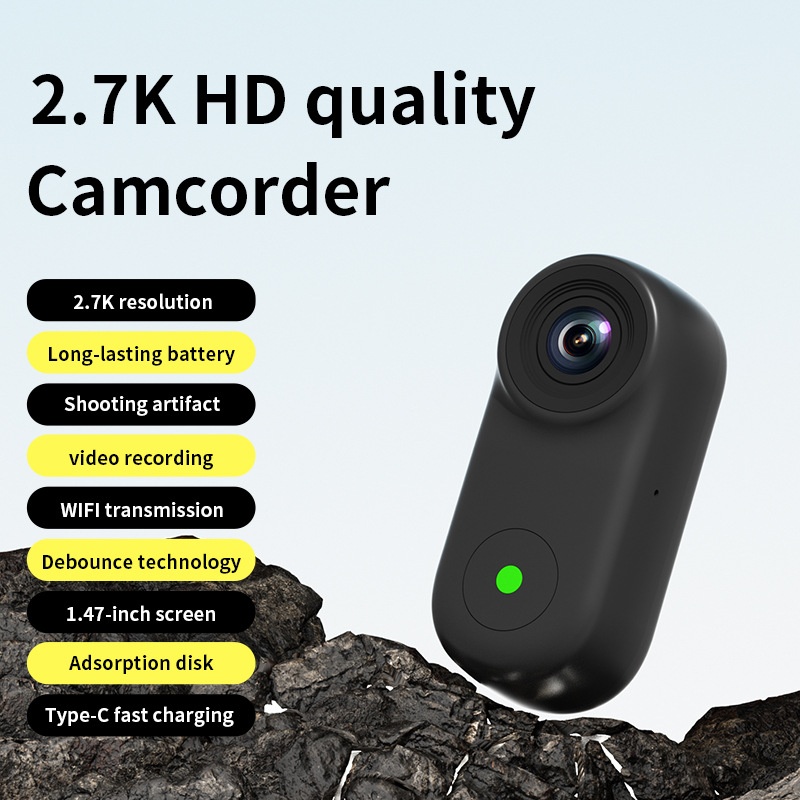 2.7K HD Anti-Shake Thumb Camera with WiFi Transmission, Magnetic Mount, 1.47-Inch Screen, 450mAh Battery