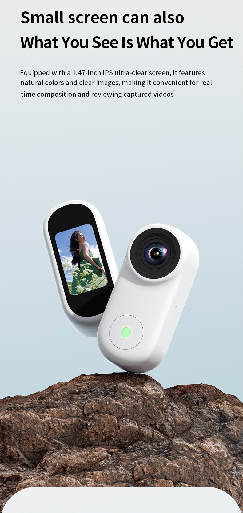2.7K HD Anti-Shake Thumb Camera with WiFi Transmission, Magnetic Mount, 1.47-Inch Screen, 450mAh Battery