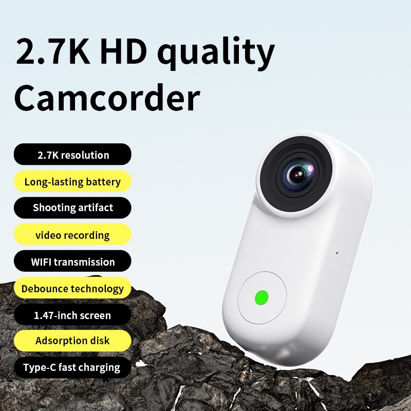 2.7K HD Anti-Shake Thumb Camera with WiFi Transmission, Magnetic Mount, 1.47-Inch Screen, 450mAh Battery