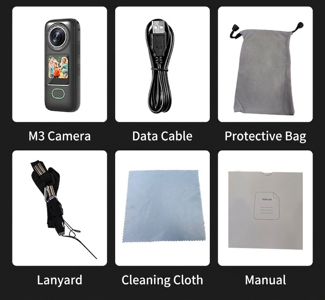 Cámara de acción M3 4K con pantalla táctil de 1,4 pulgadas, función para compartir por WiFi, resistencia al agua IPX6 y 3,5 horas de duración de la batería.