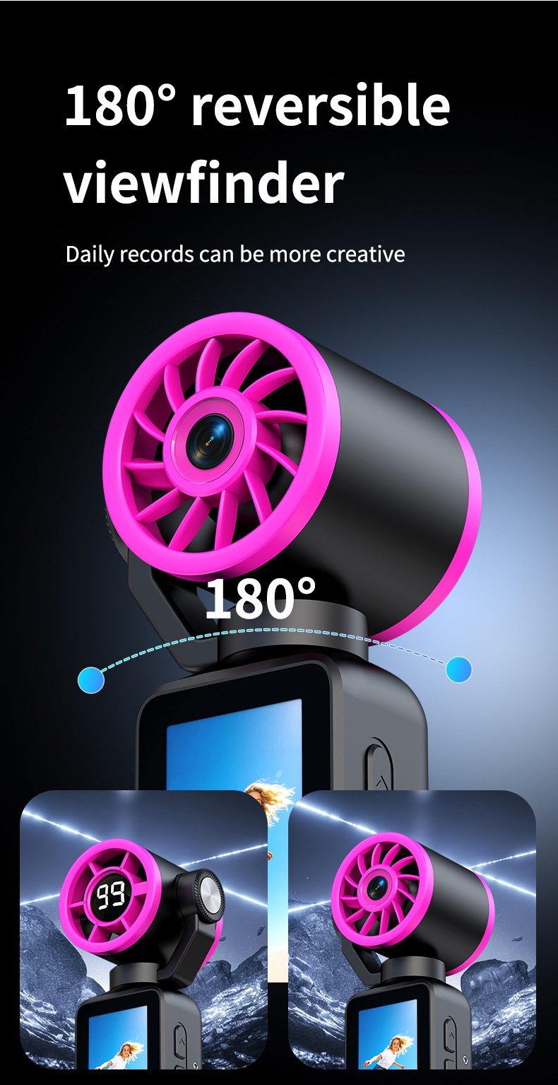 Fan Gimbal Camera 1080P HD Anti-Shake Vlog Action Cam, 180° Rotatable Lens, 2000mAh Battery