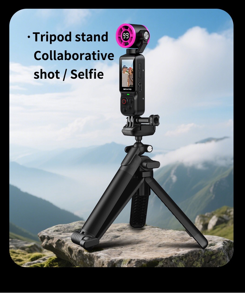 Fan Gimbal Camera 1080P HD Anti-Shake Vlog Action Cam, 180° Rotatable Lens, 2000mAh Battery