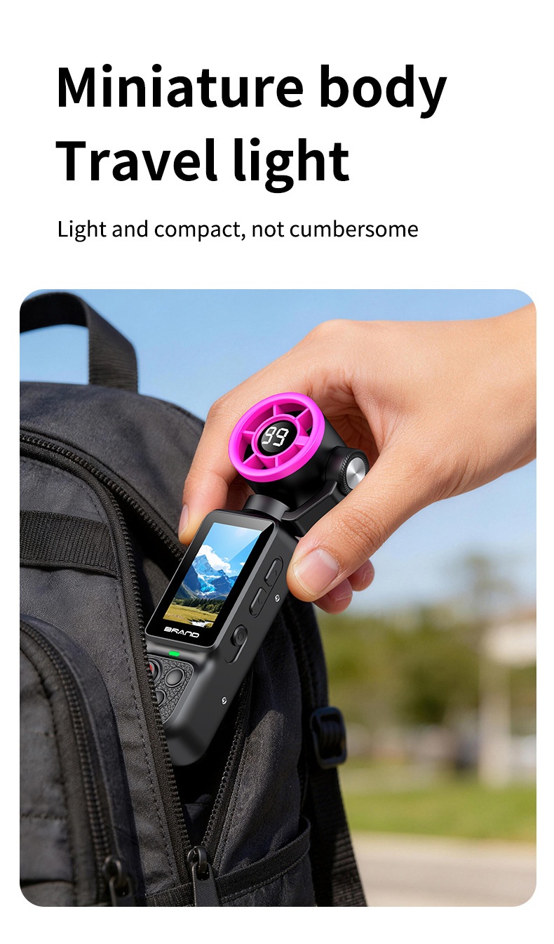 Fan Gimbal Camera 1080P HD Anti-Shake Vlog Action Cam, 180° Rotatable Lens, 2000mAh Battery